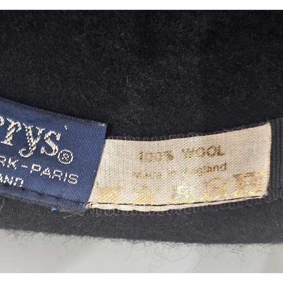 Vintage Burberrys Women's Black  Wool Wide Brim Fedora Hat Made In England 2934 - Picture 8 of 12